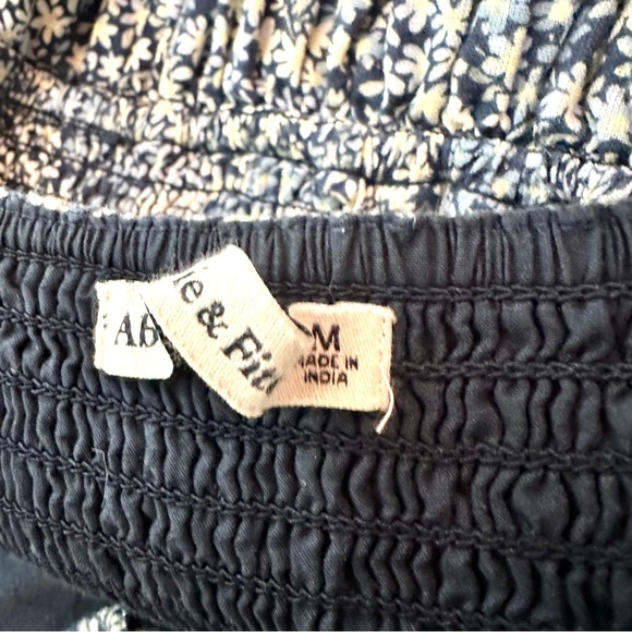 Abercrombie & Fitch Floral Daisy Tie Strap Ruffle Mini Dress Prairie Boho Blue M - Picture 7 of 9